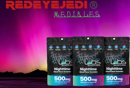 Lit Labs Nighttime Gummies – 500mg CBN+CBD (Full Spectrum)
Relax, Restore, Rest – Powered by Red Eye Jedi Medibles